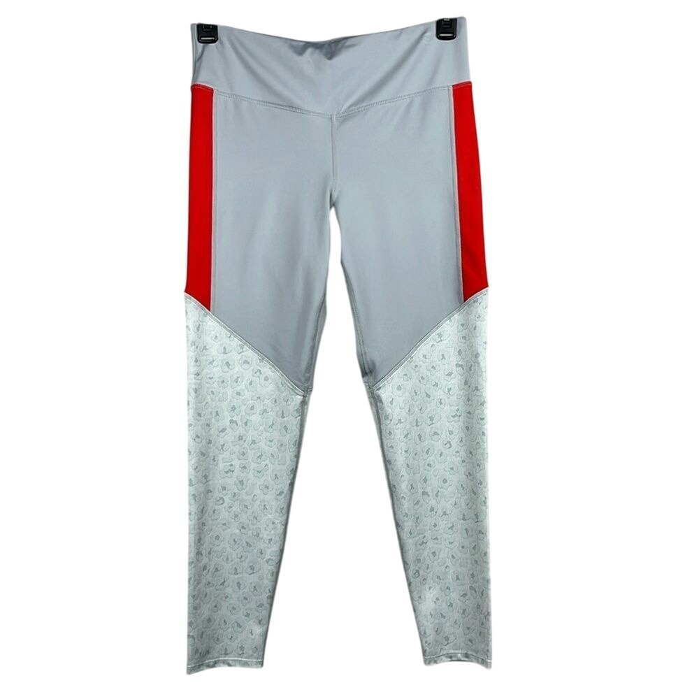 JoyLab Leggings High Waisted Womens Size Large Full Length Gray w/Red